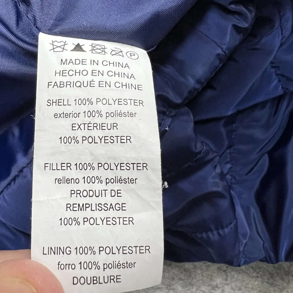 Michael Kors‎ Vest Womens Medium Blue Quilted Snap Front Stand Collar Puffer